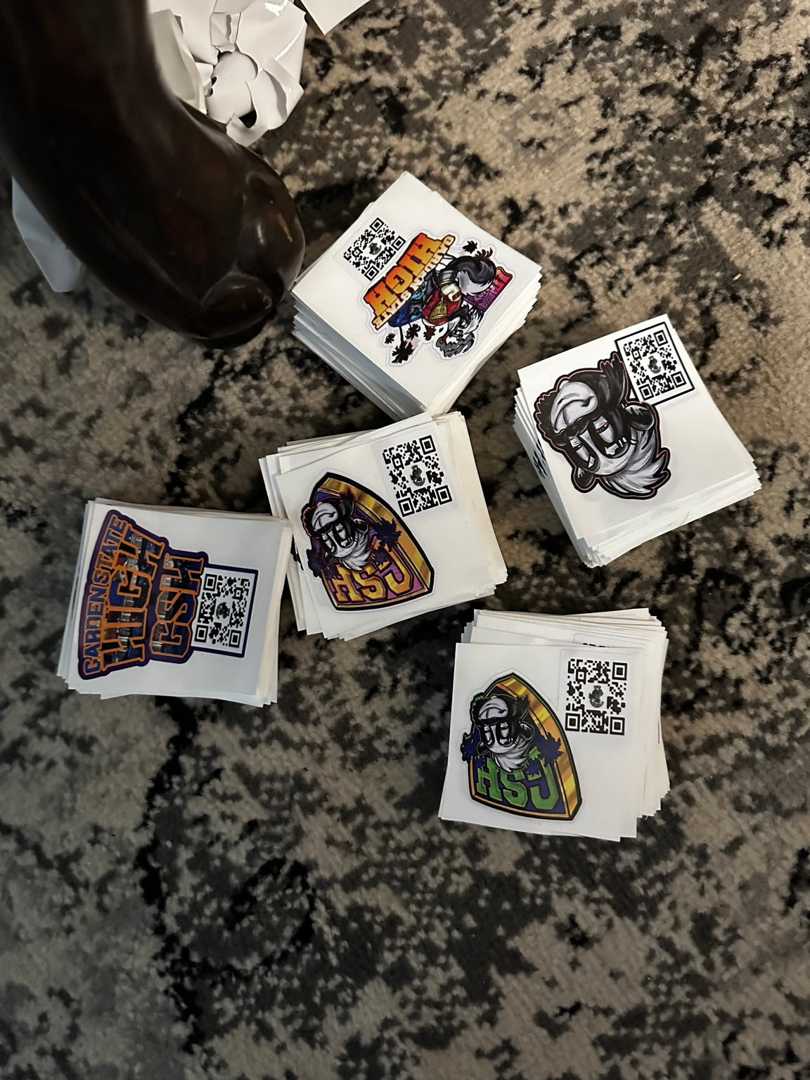 Custom QR code sticker stacks printed by Tri State Prints