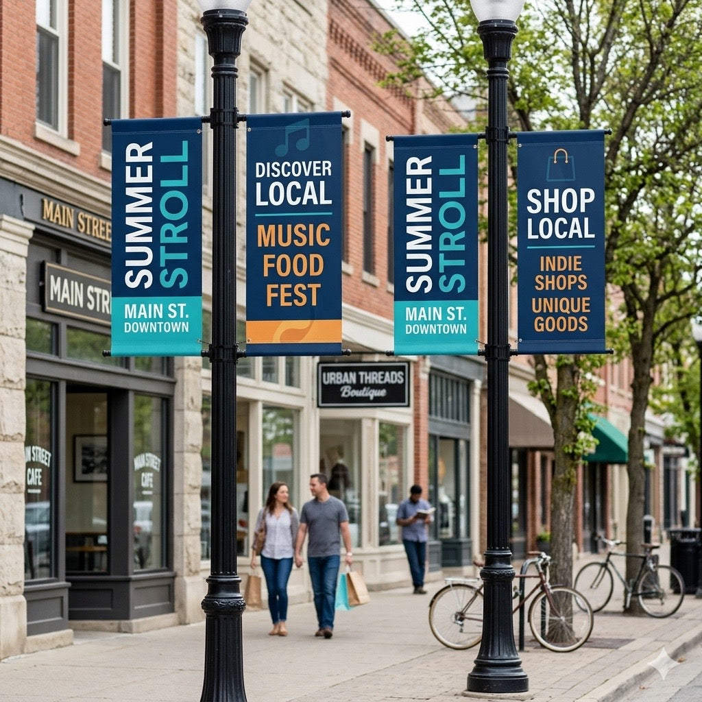 Pole and street banner set downtown product image